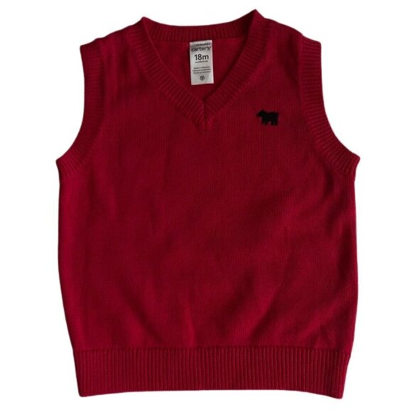 Carter's Boys Red Sleeveless Knit Sweater Vest Size 18M - Picture 1 of 3